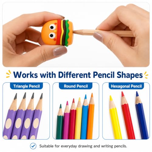 6 PCS Cute Pencil Sharpeners for Kids, Pencil Sharpener Manual (Style 1) | Cute Food Shapes, Compact Travel Size, Smooth Sharpening, Built-in Blade, Easy to Carry, Adorable Desktop Decor - style: Style 1