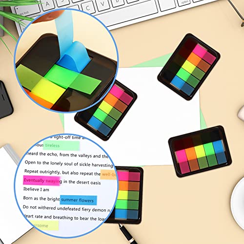 600 Pieces Sticky Index Tabs Page Flags, ALOTCHE Transparent Sticky Notes Book Sticky Tabs for Annotating Books, Neon Pop Up Index Tabs Self-Adhesive Page Marks for Classify File - style: Black Box 600 Sheets