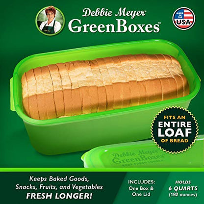 Debbie Meyer GreenBoxes - Bread Box for Kitchen Countertop, BPA-Free | FoodFresh Technology, BPA-Free Reusable Food Storage Container, Helps Keep Bread, Fruit, Vegetable & Snacks Fresh Longer