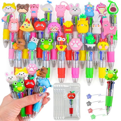 26 Pcs Mini Multicolor Pens in One 4-in-1, Cute Kawaii Ballpoint Pens Bulk with 26 Different Designs, Classroom Rewards, Student Gifts, Party Favors, Back to School Supplies for Kids - style: 26Pcs