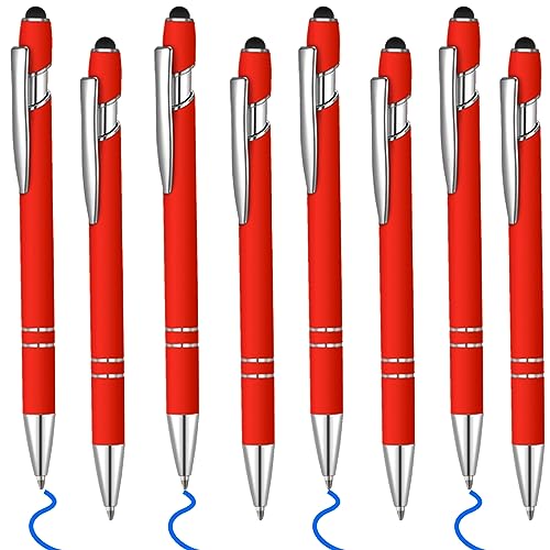 8 Pcs Blue Ink Ballpoint Pen with Stylus Tip 2 in 1 Stylus Ballpoint Pen Metal Pens Stylus Pen for Touch Screens School Office Coworkers (Red) - color: Blue,Black