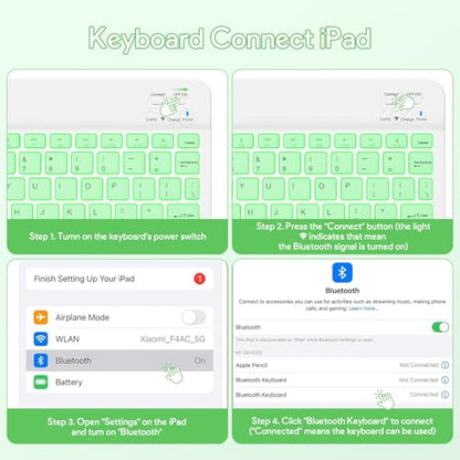 YBING Keyboard Case for iPad 10th Gen 10.9 inch(2022) & 11th Gen(A16, 2025), 7-Color Backlit Detachable Keypad & Rotatable Magnetic Case with Pencil Holder (Green) - color: Green