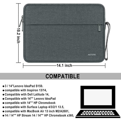 Laptop Sleeve 14 Inch, Water Resistant Traveling Computer Cover with Handle, Shockproof Protective Carrying Laptop Case Compatible for 14 Inch MacBook Air/Pro, HP, Dell, Lenovo, Darkgrey - color: Darkgrey, size: 14 Inch