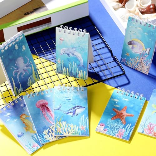 Nezyo 24 Pcs Mini Ocean Animals Notebooks Under the Sea Party Favor Set Sea Animal Pocket Notepads Underwater World Memo Books for Kids Classroom Rewards Birthday Party Gifts Favor
