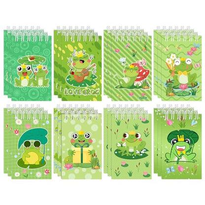 Lcnjscgo 24 Pcs Frog Mini Spiral Notebooks Frog Pocket Notepads Journal Memo Pads for Frog Birthday Party Favors Gifts Goodie Bag Office School Classroom Rewards