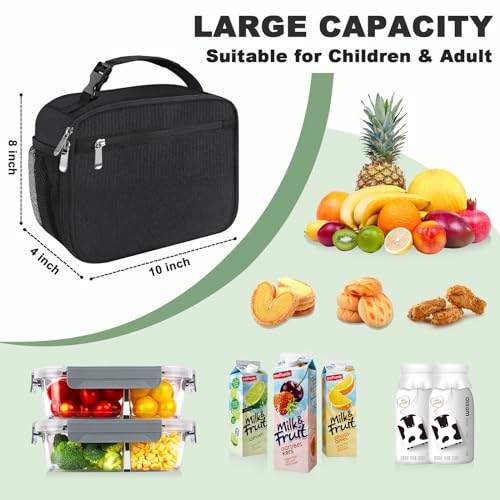 Kids Lunch Box for Boys Girls Lunch Bag Insulated Durable Lunchbox Children Lunch Tote Bag for School Black - color: Black