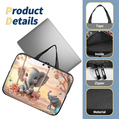 Laptop Bag 17 Inch,Resistant Shockproof Laptop Sleeve Case Protective Cover Carrying Case with Handle Compatible for HP Dell Lenovo Acer Asus Notebook Computer,Baby Elephant Swing - color: Baby Elephant Swing, size: 17-17.3 in