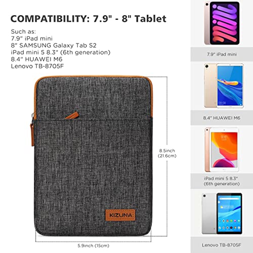 KIZUNA 8 Inch Tablet Sleeve Case Shockproof Water-Resistant Bag for 7.9" Tablet/iPad mini 4 3 2/Samsung Galaxy Tab A/ 8" Pro/Tab 3 7.0 Lite/S2 8/E 8, LG Huawei M5/ASUS ZenPad Protective Bag - Brown - color: Brown, size: 7.9-8 Inch / 7.9" iPad mini