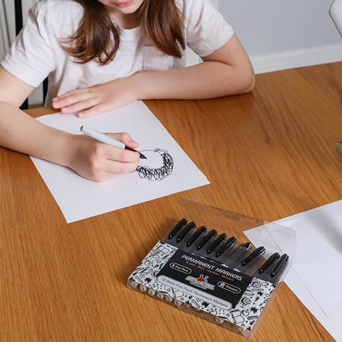 Fine Point Permanent Markers - 12 Pack, Black Pens - School Supplies | Create clear, permanent marks with durable fine point black markers for home, school, or office - style: 12 Black Fine Point