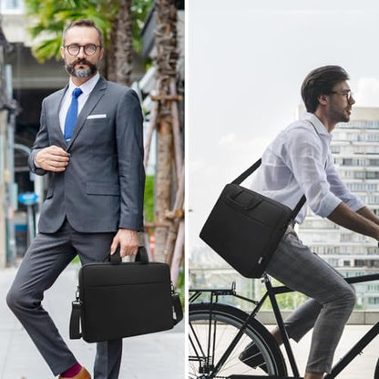 TECOOL Laptop Bag 17 17.3 Inch, Waterproof Laptop Case Sleeve Messenger Bag Briefcase with Shoulder Strap for 17 17.3 Inch Lenovo HP Dell Acer ASUS Notebook Computer Carrying Case, Black | Briefcase with Shoulder Strap for 17 17.3 Inch Lenovo HP Dell Acer