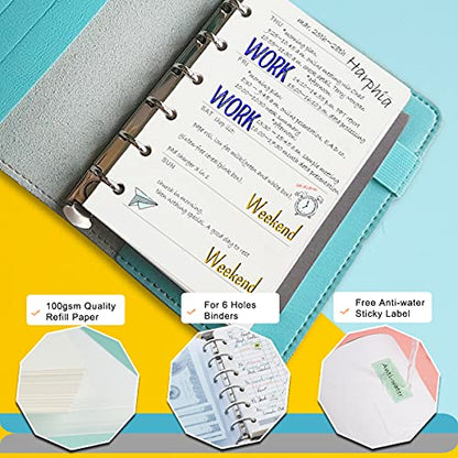 A7 Planner Refills, 4 Packs per Set, Weekly Plan Paper, A7 6 Ring Binder Inserts Refill with Label Stickers Gift,Mini Binder Refills,6 hole/100gsm Thick Paper/4.84 x 3.23'', Harphia - color: Weekly Plan