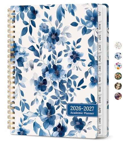 Planner 2026-2027, Academic Year Monthly and Weekly Calendar Planner, Jul 2026 - Jun 2027, Hardcover Teacher Student Planning Agenda book with Tabs, Perfect for School Office Supplies, 6.3" x 8.5" - Watercolor Petal - color: D-Watercolor Petal, size: (6.3