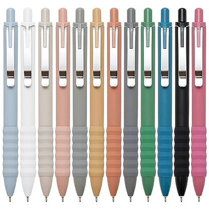 Aisibeiger Ballpoint Pens Black Ink Ball Point Pen with Super Soft Grip Medium Point 1.0mm Office Pens (Silver 12-count) - color: Silver 12-count