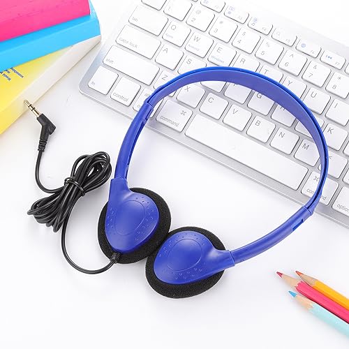 CN-Outlet 100 Pack Classroom Headphones Bulk for Kids School Class Set Headsets for Students Teens Toddler Childeren and Adults, Wholesale 3.5mm Pulg Wired Earphones-Upgrade (Dark Blue, 100 Pack) - color: Dark Blue, size: 100 PACK