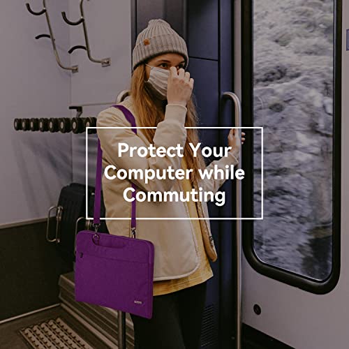 Voova Laptop Bag 13 14 Inch for Women, Waterproof Computer Sleeve Carrying Case with Shoulder Straps & Handle Compatible with Macbook Air 13 M2/M3/M4, MacBook Pro 13/14, HP Chromebook 14, Purple - color: Purple, size: 13-14 Inch(35 x 24 x 2.5 cm)