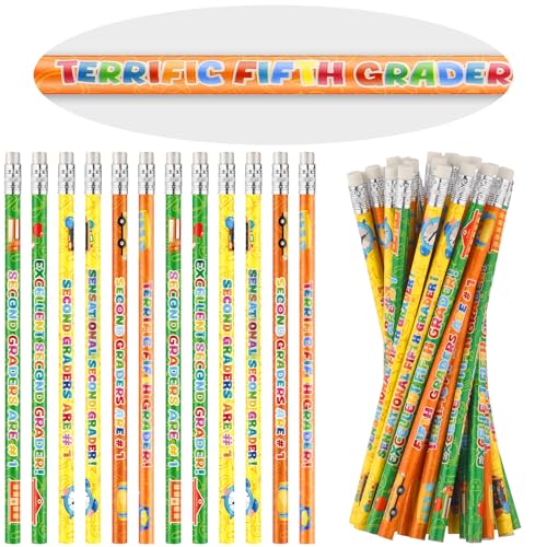 Tenceur Fifth Grade Pencils, 48 Pcs 5th Graders Pencils with Erasers, 3 Motivational, Welcome to Fifth Grade Student Gifts from Teacher, Classroom Rewards Back to School Supplies - color: 5th Graders