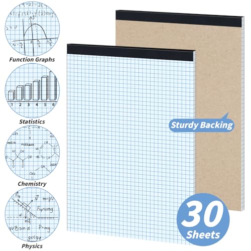 48 Pack Graph Paper Pad 8.5 x 11, 4x4 Graph Ruled, Grid Paper Pad 8-1/2" x 11", Blueprint Quadrille Pad, Easy Tears Off, Cardboard Backing - Grid Pad Notebook, White 80 GSM Graph Paper, 30 Sheets/Pad - size: 8.5x11inch