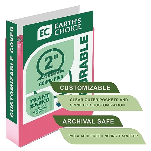 Samsill Plant-Based 2 Inch Durable Round Ring, View Binder, Eco-Friendly, USDA Certified Biobased, 12-Pack, Berry Pink - color: Berry Pink, size: 2", style: 12 Pack