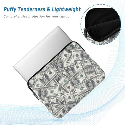 Cute Laptop Sleeve 13 inch Money Hundred Dollar Bill Laptop Bag 14 inch Waterproof Computer Bag for Women Laptop Accessories Computer Cover Bag for Tablet Men - color: Money Hundred Dollar Bill