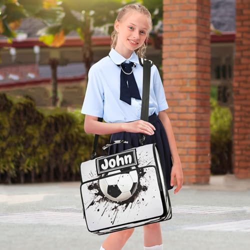 Soccer Ball Print Custom Zipper Binder Bag 3 Ring with Shoulder Strap & Handle Personalized Binder Bag Expandable File Folder for School - color: Multi-soccer Ball