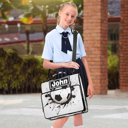 Soccer Ball Print Custom Zipper Binder Bag 3 Ring with Shoulder Strap & Handle Personalized Binder Bag Expandable File Folder for School - color: Multi-soccer Ball