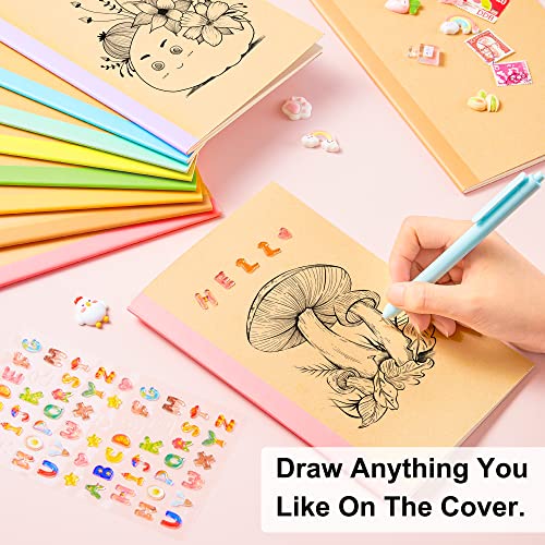 feela 56 Pack Composition Notebooks Bulk, Kraft Cover Lined Blank College Ruled Composition Travel Journals with Rainbow Spines For Women Students Business, 60 Pages, 8.3”x 5.5”, A5, 8 Pastel Colors - color: 8 pastel colors X7