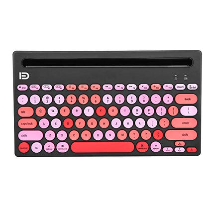 HUO JI Wireless Keyboard Multi-Device, Bluetooth and 2.4G Dual Mode for iPad, Switch to 3 Devices for Cellphone, Tablet, PC, Smart TV, iOS Android Windows, Black Pink - color: Black Pink