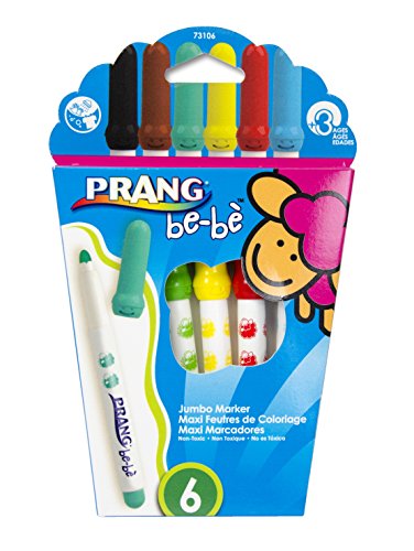 PRANG be-be Jumbo Art Markers for Small Children, Washable, Assorted Colors, 6-Pack (73106) - size: 6 Count (Pack of 1), style: Jumbo Art Markers