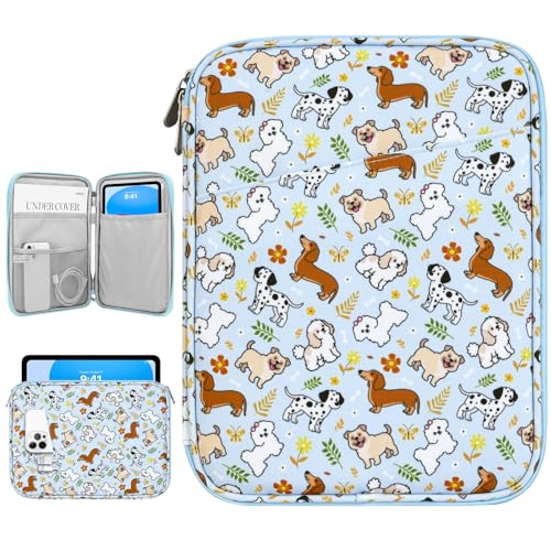 Dadanism 9-11 Inch Tablet Sleeve Bag Carrying Case, Blue+Dog | Fits iPad (A16) 11th Gen 11", iPad 10th Gen 10.9" Air 5/4, iPad Air M4/Pro 11", iPad 9/8/7th 10.2", Galaxy Tab A11+ Plus 11" - color: Blue+Dog, size: 9-11 inch