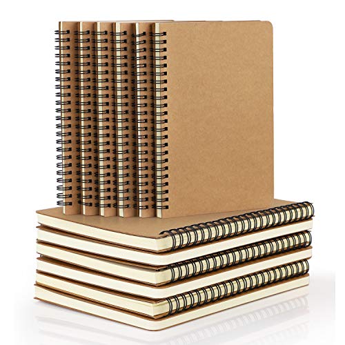EUSOAR Spiral Journal Notebook, A5 12 Pack 5.5" x 8.3" 120 Pages Lined Travel Writing Notebooks Journal, Memo Notepad Sketchbook, Students College Office Business Subject Diary Ruled Book Journal - color: Kraft, size: 12 Packs