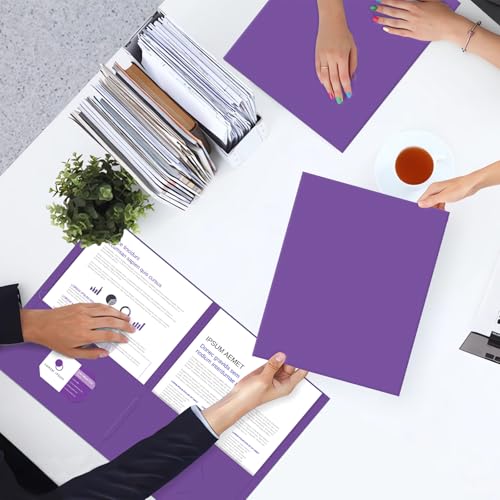 Two Pocket Folders, PANDRI 30 Pack 2 Pocket Folders, Letter Size Paper File Folder for School Office Home Business, Purple - color: Purple