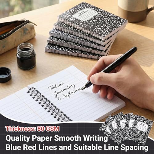 Fulmoon 100 Pack Composition Notebooks College Ruled, 60 Pages (30 Sheets), 9-3/4 x 7-1/2 Inches Marble Cover Composition Notebooks Back to School Supplies for College Students Office - color: Black, size: College Ruled 4.5 x 3.25 Inches