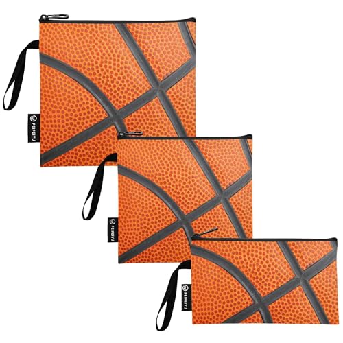 Reusable Food Storage Bags Sport Ball Basketball Lace 3 Pack Set Lunch Bag Compact Sandwich Snack Bag Small Medium Large for Lunch, Travel & Organization - color: Bag 14