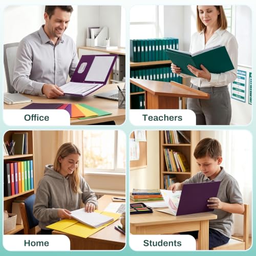 SUNEE Two Pocket Folders, 25 Pack File Folders with Business Card Slot, Textured Paper, Fit Letter Size Paper, Paper File Folder for School Office Home Business, Hunter Green - color: Hunter Green
