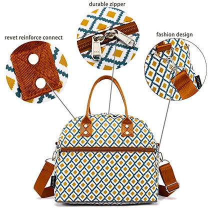 FlowFly Insulated Lunch Bag With Shoulder Strap for Women, Men, and Kids, Large and Reusable, Handle, Freezable Work and School Travel Tote and Meal Prep Organizer,Square - color: Square