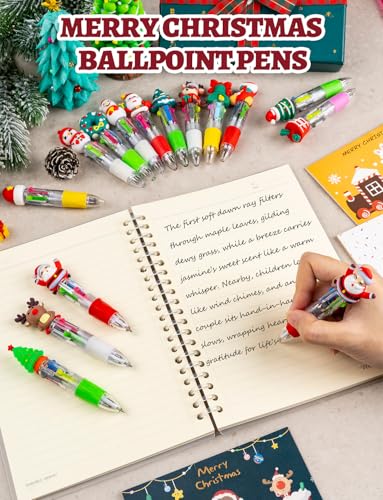 15 Pcs 4 in 1 Mini Christmas Multicolor Ballpoint Pens | Cartoon CuteRetractable Ballpoint Pen 0.7mm for School Home Office Stationery or Fun Gifts for Children - style: ChristmasBallpointPens15Pcs