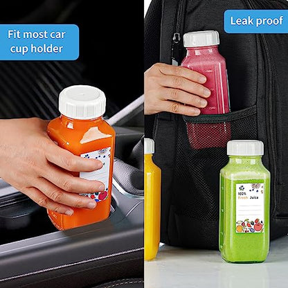 6 Pack 16 Oz Glass Juice Bottles with 2 Pour Spouts, 100% Airtight Heavy Duty SCREW Lid- Reusable Glass Milk Bottles w Scale Mark, Square Drinking Jar Juice Container Breast Milk Pitcher(Extra 2 Lid) - style: 6 Pack