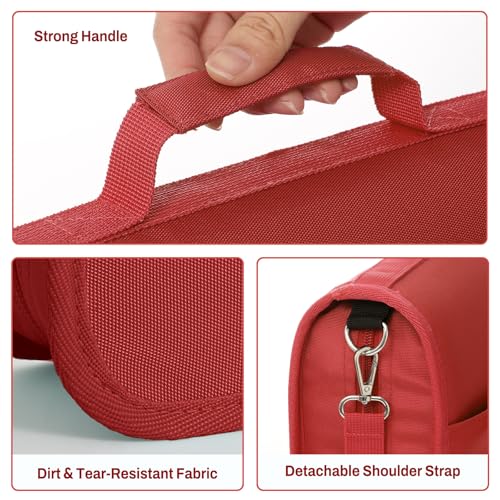 SUNEE Zipper Binder 3 Ring, 3 Inch O-Ring with Handle and Shoulder Strap, 600-Sheet Capacity, 5-Tab Expanding File Folder, Multi-Pockets for Middle School Organizer Binder with Zipper, Bright Red - color: Bright Red