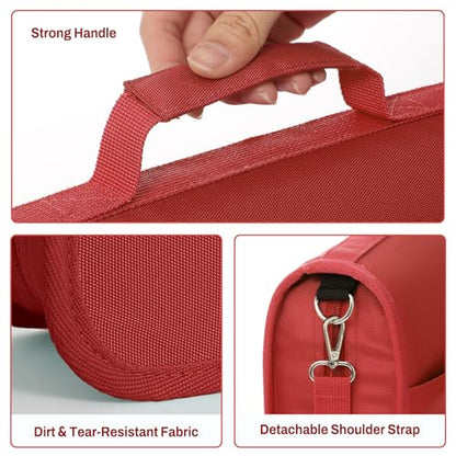 SUNEE Zipper Binder 3 Ring, 3 Inch O-Ring with Handle and Shoulder Strap, 600-Sheet Capacity, 5-Tab Expanding File Folder, Multi-Pockets for Middle School Organizer Binder with Zipper, Bright Red - color: Bright Red