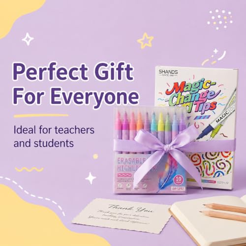 Erasable & Dual Tip Highlighter Set, 2-in-1 Combination Pastel Highlighters, No Bleed Markers for Bible Study, School Office Supplies