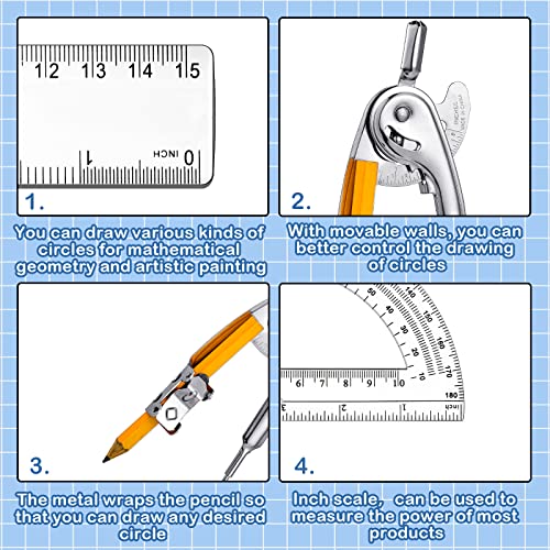 Lincia 48 Pcs Geometry Protractor and Compass Set Geometry Student Math Set with Pencil and Clear Straight Ruler School Classroom Supplies for Study Office Drafting Wood Work Drawing