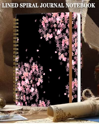 Spiral Journal Notebook for Women, Hardcover A5 College Ruled Notebook, 60 Sheet, Thick Paper, Cute Lined Journal for School, Office & Work, 6 x 8.4 in(Cherry Blossoms Spring) - color: Cherry Blossoms Spring