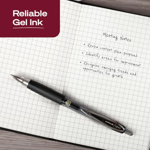 uniball™ 207 Gel Pens, Black Ink, 0.5mm Micro Point, Retractable, 5 Count | Smooth Writing, Fraud-Resistant, uni Super Ink™