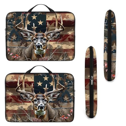 Laptop Sleeve Bag with Handle Computer Protective Soft Cover Case for 14 Inch 13 Inch Laptop,Deer Weed Flag - color: Deer Weed Flag