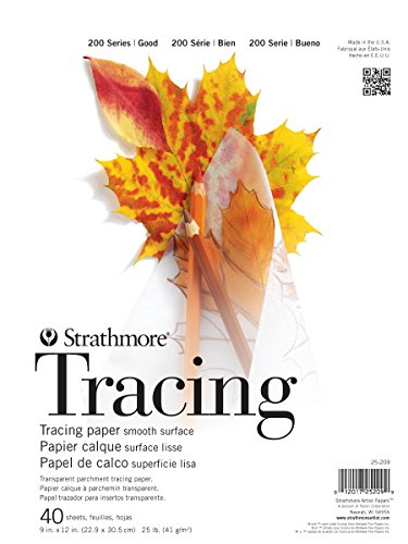 Strathmore 200 Series Tracing Paper, Tape Bound Pad, 9x12 inches, 40 Sheets (25lb/41g) - Artist Paper for Adults and Students