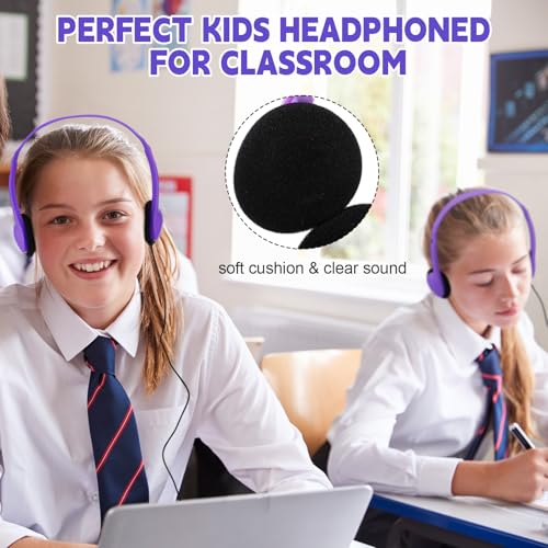 Konohan 30 Pack Headphones Bulk Headphone for School Classroom Student Wired Headphones Adjustable with 3.5 mm Jack for Adults (Purple) - color: Purple
