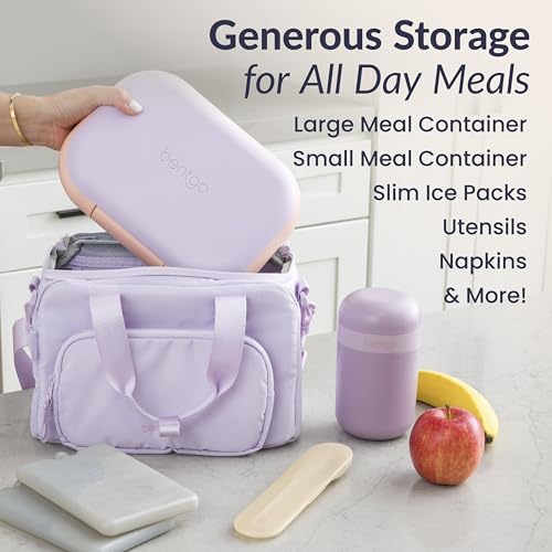 Bentgo Insulated Lunch Bag – Extra-Large Capacity Adult Lunch Bag with Shoulder Strap and External Storage Compartment, Durable, Lightweight, Ideal for Work, School, & Meals On the Go (Lavender) - color: Lavender