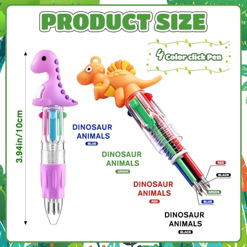 Vellibring 36pcs Mini Multicolor Dinosaur Pens in One 4-in-1, Bulk Cute Cartoon Dinosaur Retractable Writing Pens for Party Favors Birthdays Holiday Gifts Classroom Student Prizes - style: Cute Dinosaur-36pcs