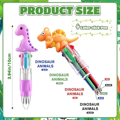 Vellibring 36pcs Mini Multicolor Dinosaur Pens in One 4-in-1, Bulk Cute Cartoon Dinosaur Retractable Writing Pens for Party Favors Birthdays Holiday Gifts Classroom Student Prizes - style: Cute Dinosaur-36pcs