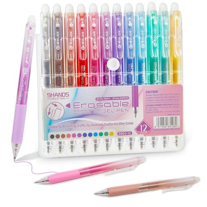 Retractable Erasable Gel Pens Clicker,Fine Point 0.7mm Smooth Writing Pens,Cute Pens For Writing Journaling Taking Notes School Office Home. (12 Colors) - color: 12 Colors